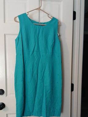 Norton McNaughton Teal Sleeveless Midi Dress